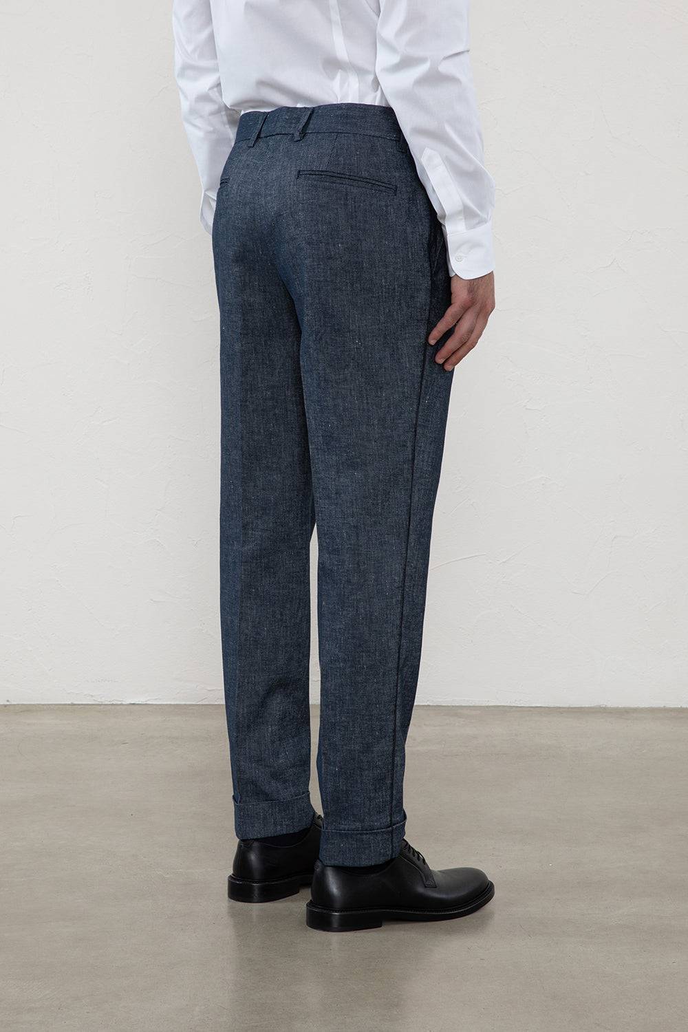 Peserico Pantalone flat in lino cotone Saldi Di Fabbrica