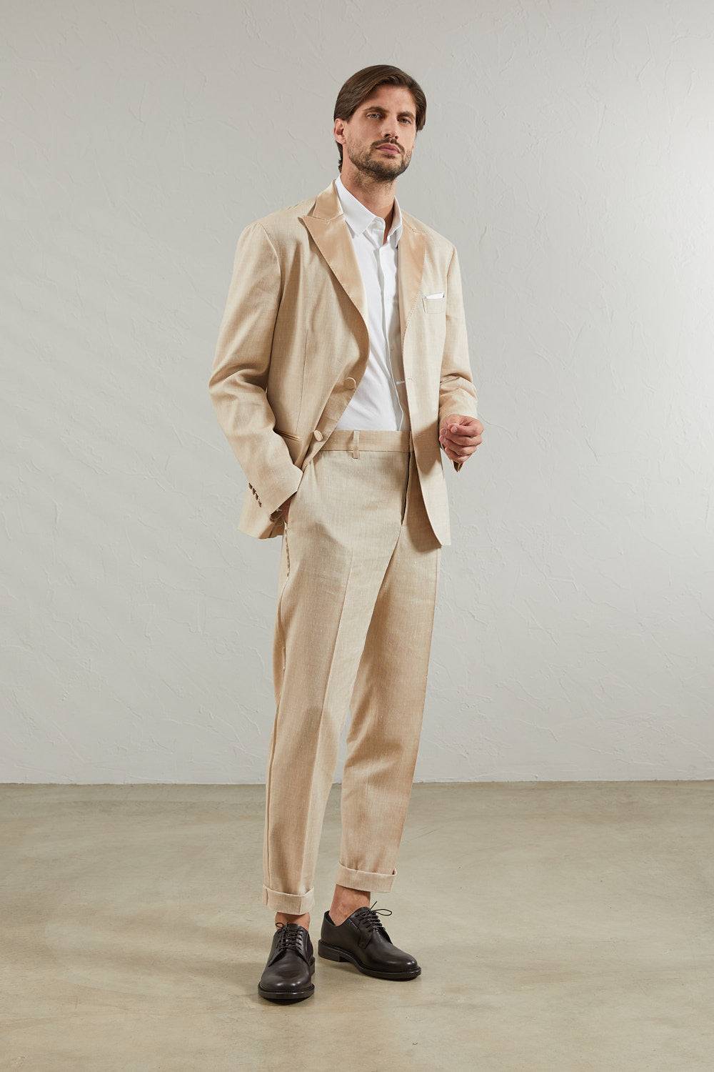 Peserico Pantalone classico in tela Estrato di lana e lino Vendita