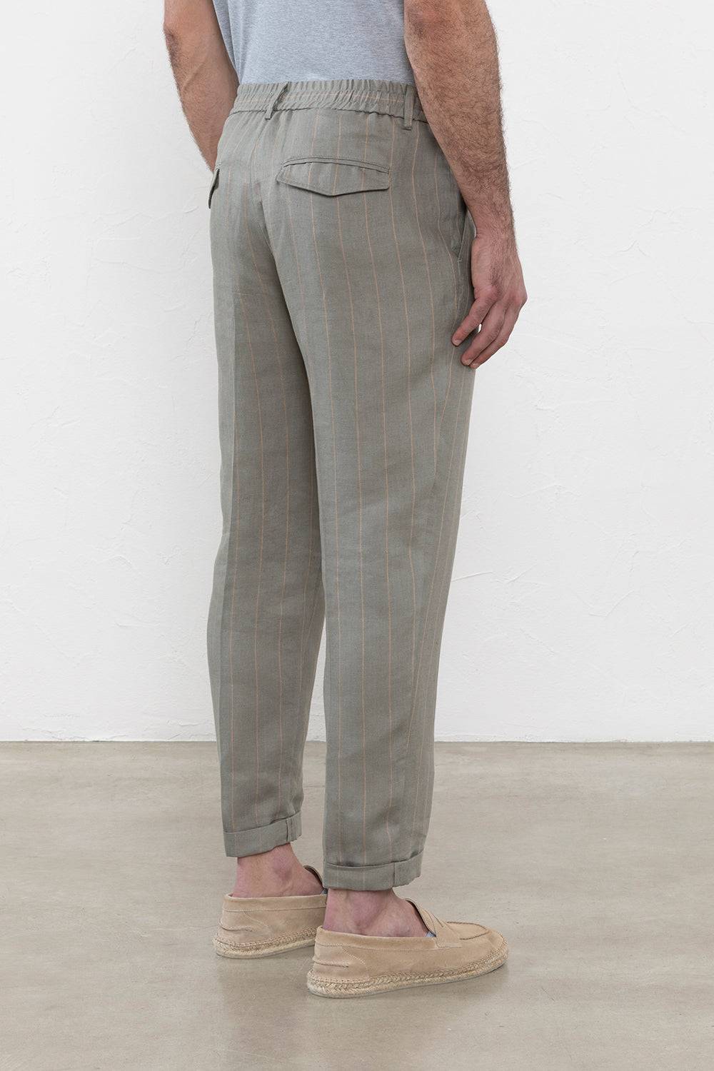 Peserico Pantalone jogger in lino gessato Acquista Ora