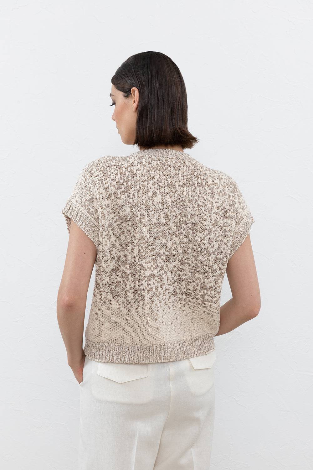 Peserico Maglia lavorata a jacquard sfumato in cotone e micropaillettes Consegna Veloce