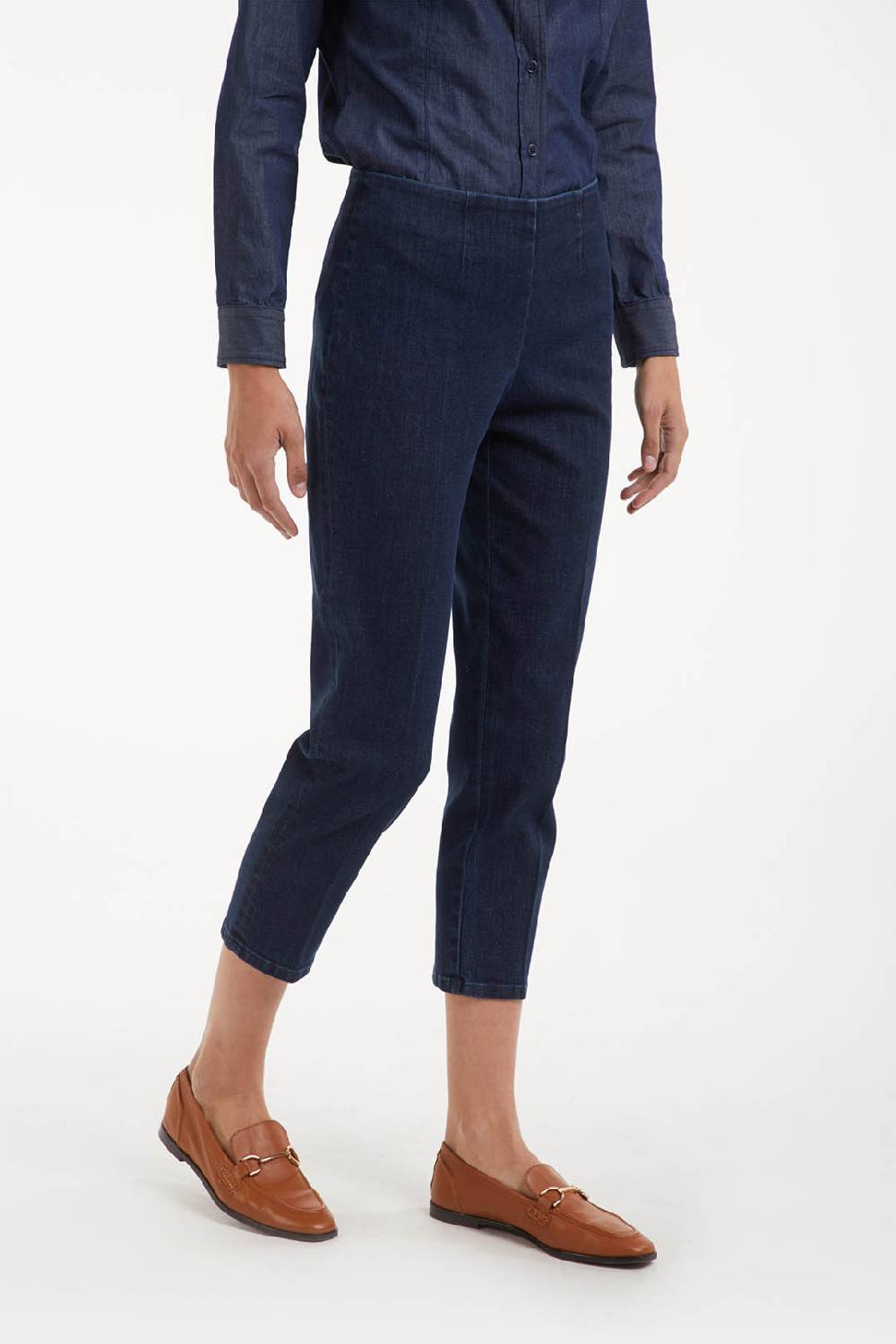 Piazza Sempione AUDREY pantalone iconico AUDREY in denim blu elasticizzato