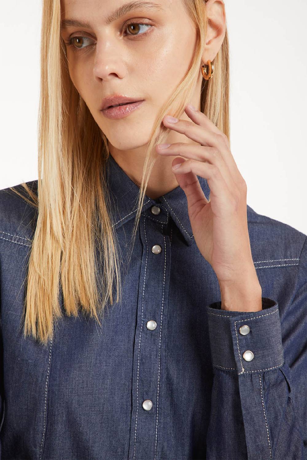 Piazza Sempione Camicia western in denim Prezzo Ridotto