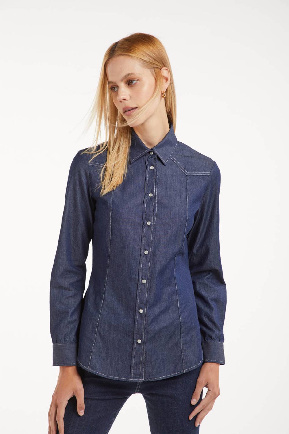 Piazza Sempione Camicia western in denim Prezzo Ridotto