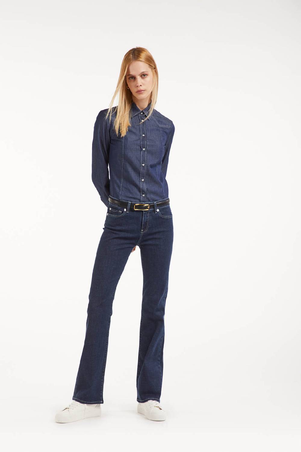 Piazza Sempione Camicia western in denim Prezzo Ridotto