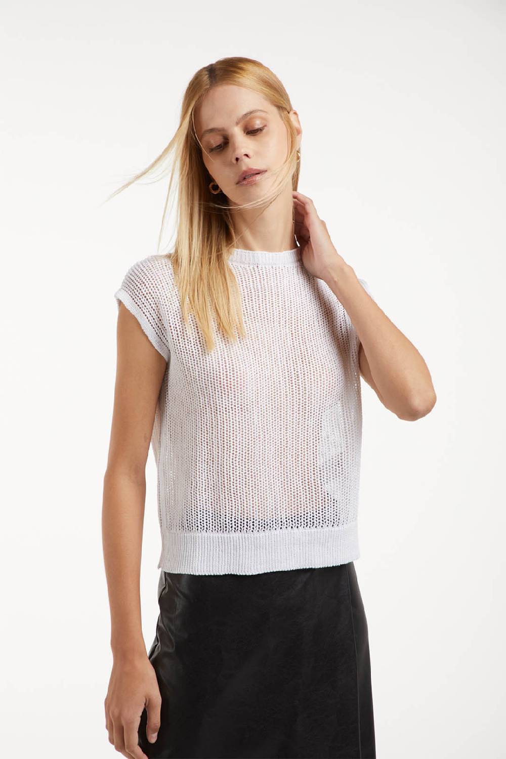Piazza Sempione Maglia in cotone lino punto rete Liquidazione