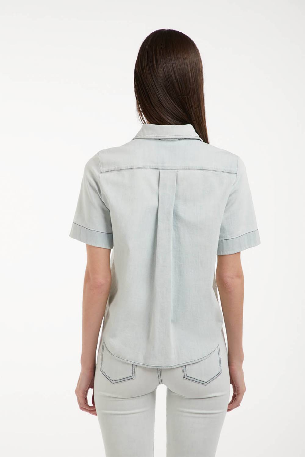 Piazza Sempione Camicia in denim manica corta Saldi Di Fabbrica