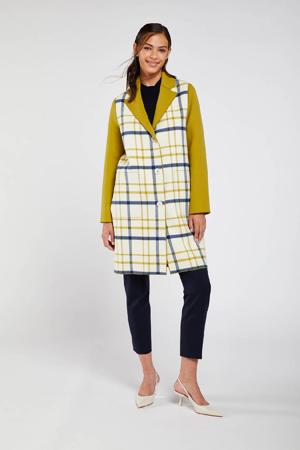 Piazza Sempione Cappotto in panno double fantasia check