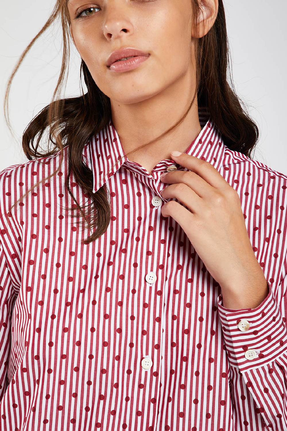 Piazza Sempione Camicia stampata a righe e pois Novità