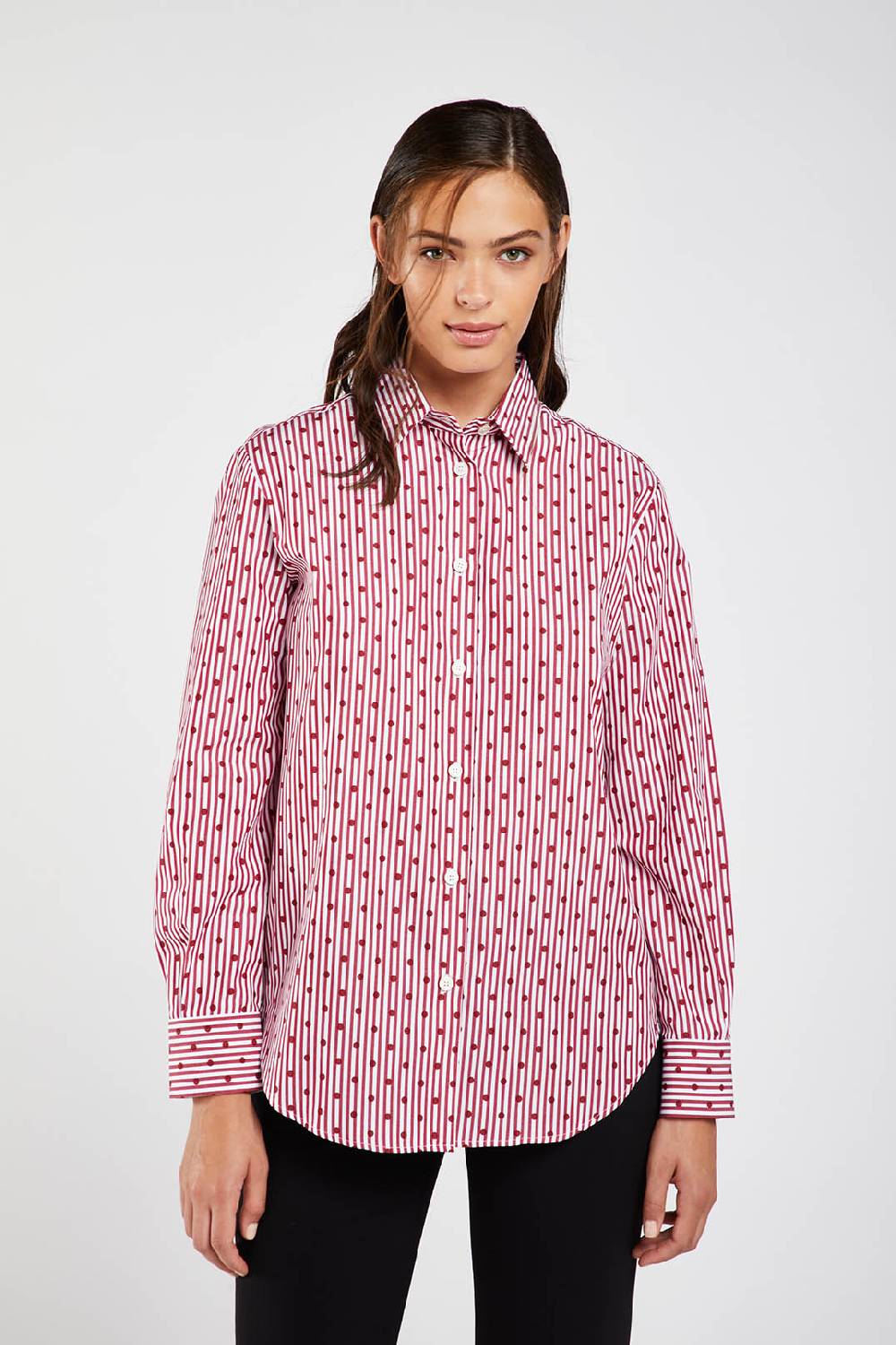 Piazza Sempione Camicia stampata a righe e pois Novità
