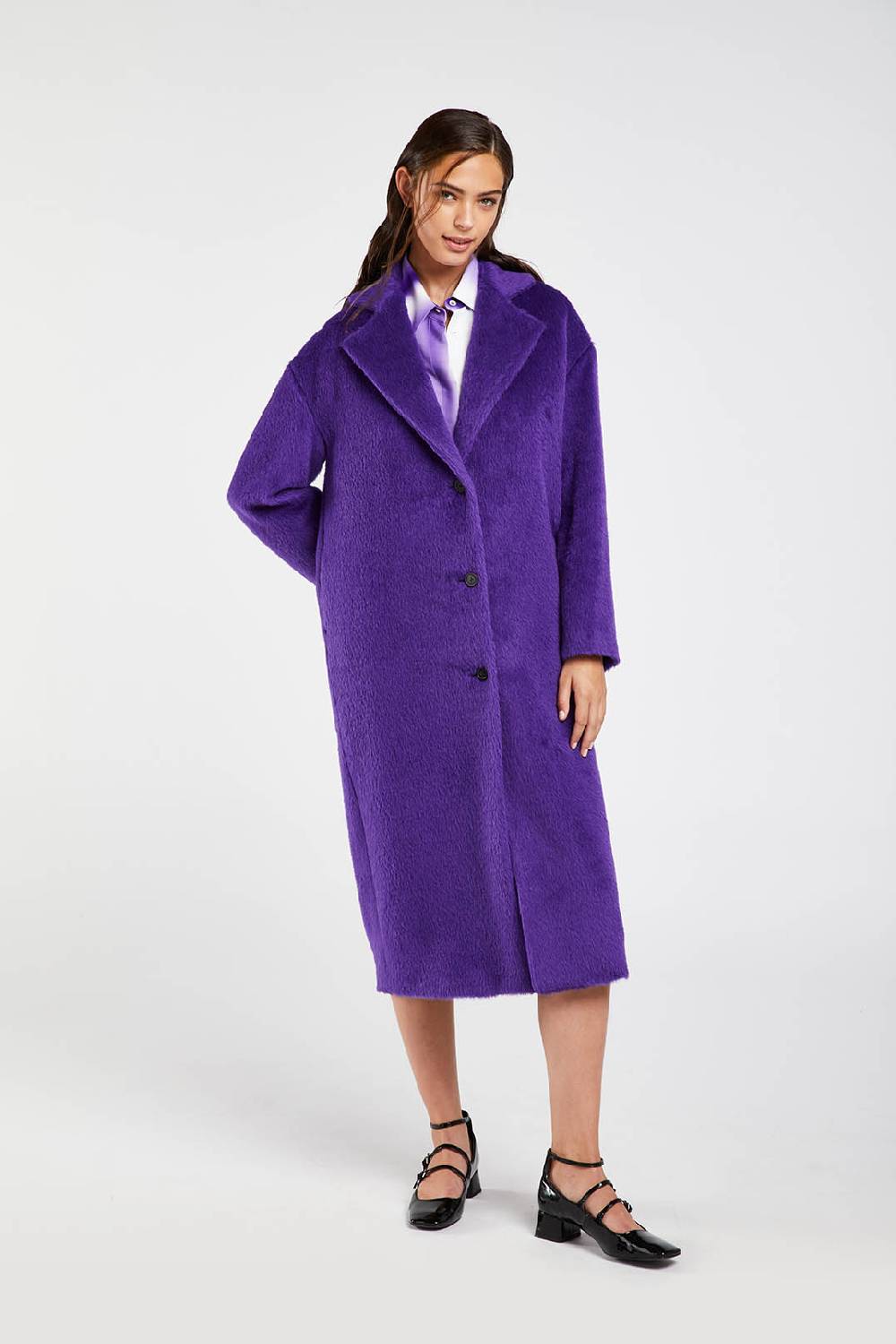 Piazza Sempione Cappotto fuzzy in alpaca e lana vergine Online