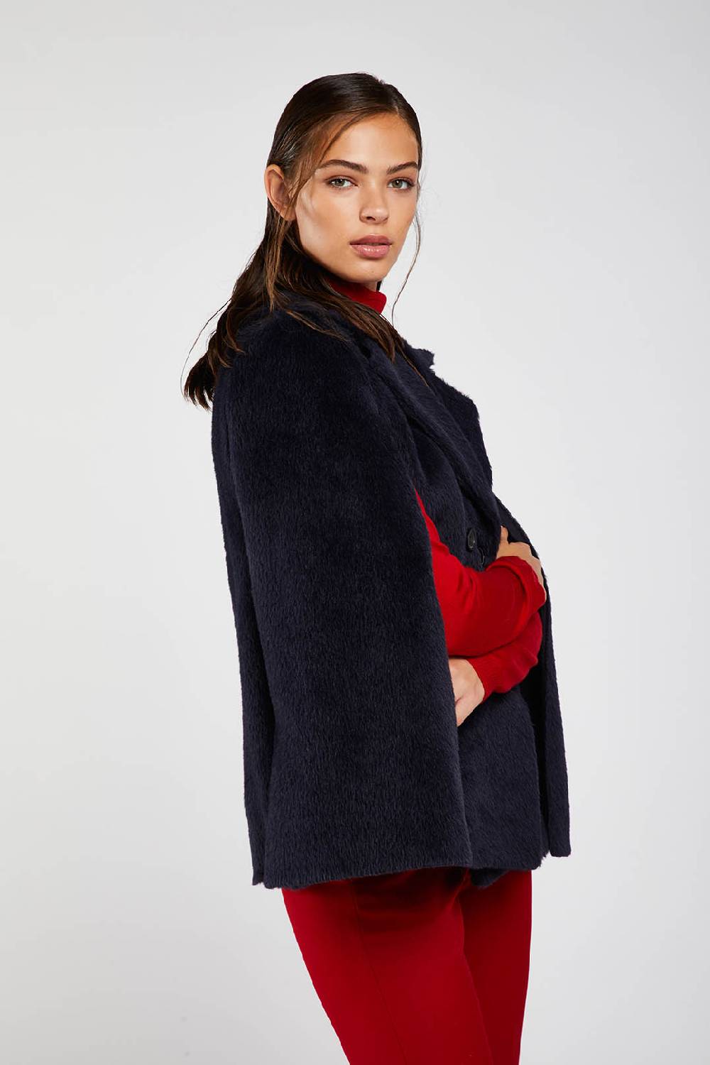 Piazza Sempione Mantella fuzzy in alpaca e lana vergine Outlet