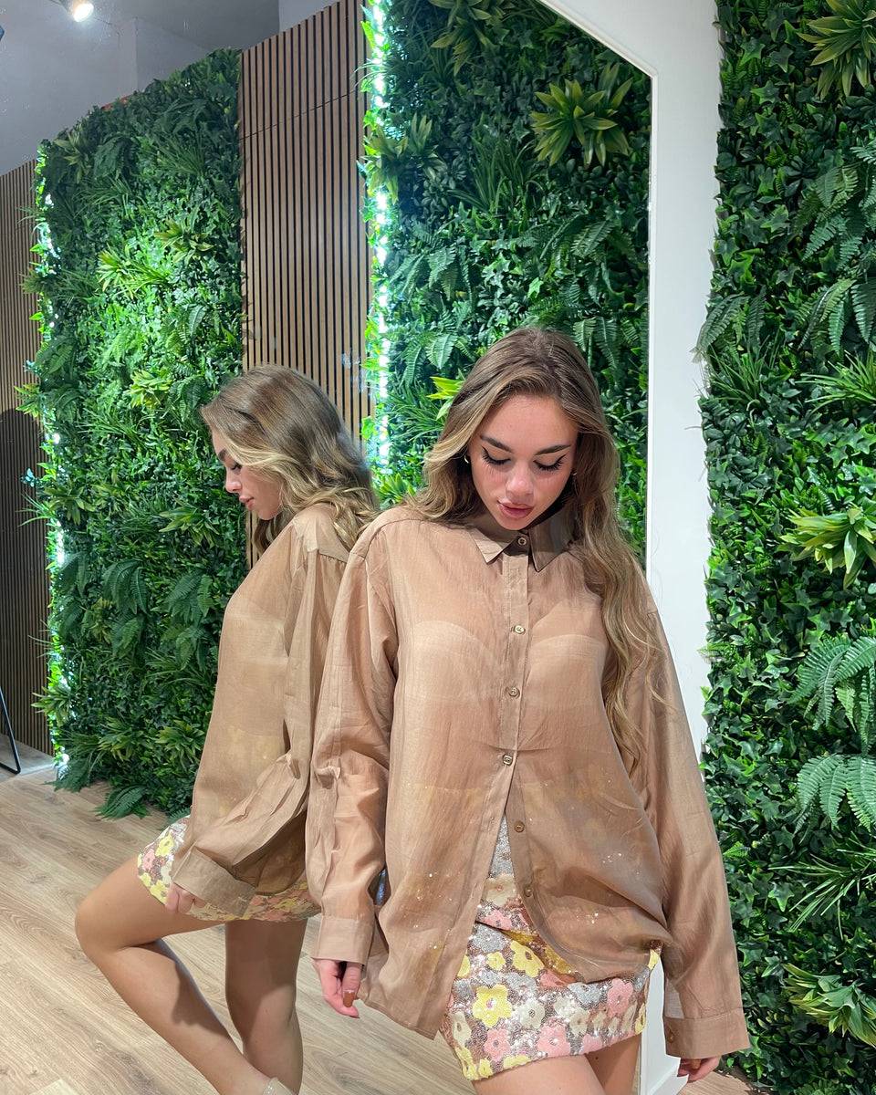 Lovely Sisters Camicia semi velata marrone Consegna Veloce