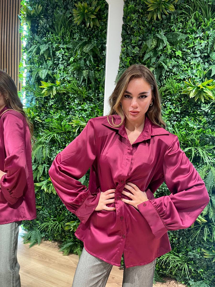 Lovely Sisters Camicia effetto raso magenta Negozi Online