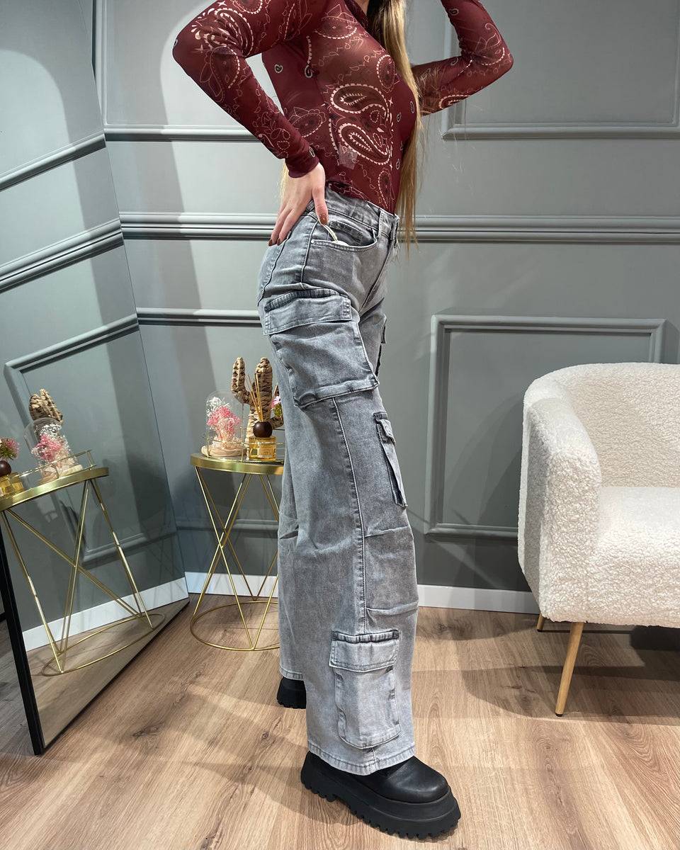 Lovely Sisters Jeans cargo grigio chiaro Novità