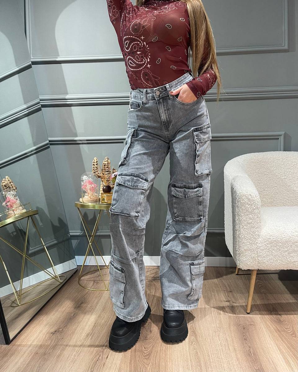 Lovely Sisters Jeans cargo grigio chiaro Novità