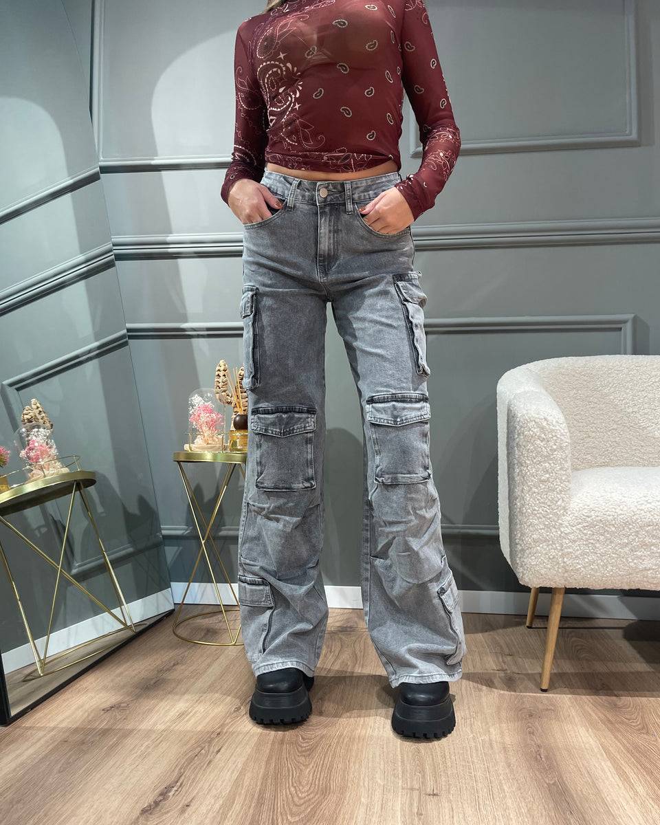 Lovely Sisters Jeans cargo grigio chiaro Novità