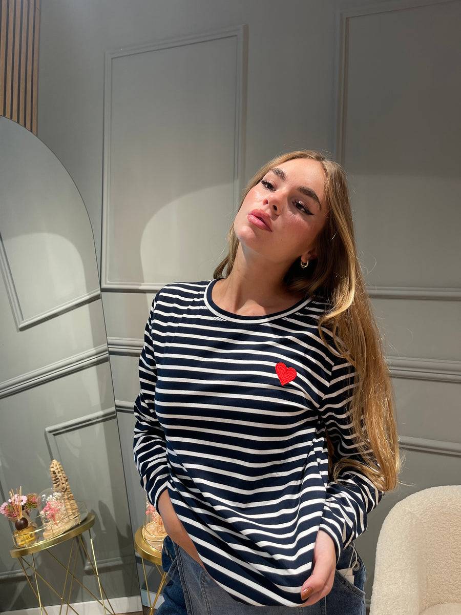 Lovely Sisters Maglia Heart blu-bianco Pezzi Unici