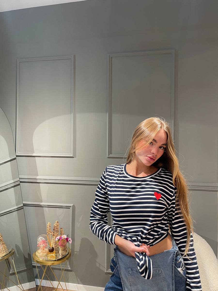 Lovely Sisters Maglia Heart blu-bianco Pezzi Unici