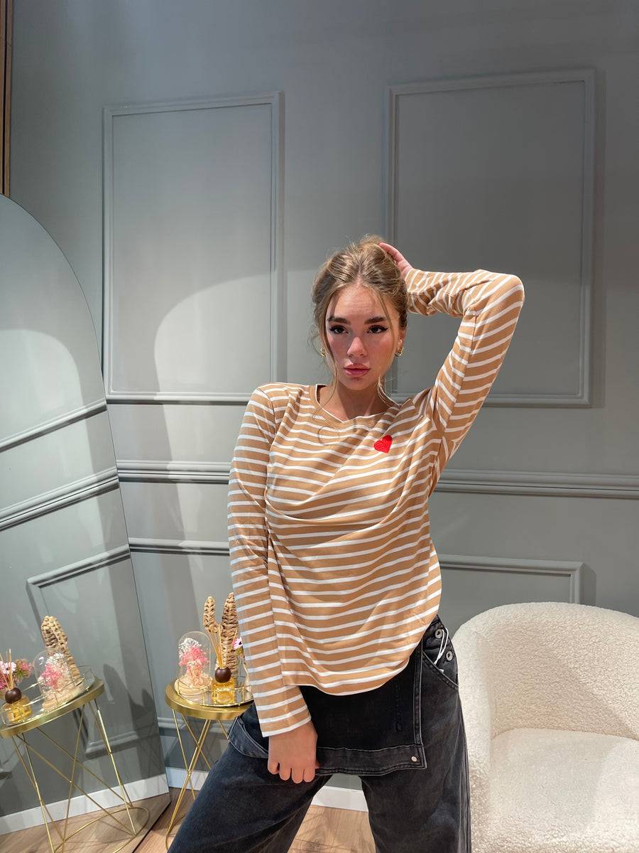 Lovely Sisters Maglia Heart beige-bianca Soddisfazione Garantita