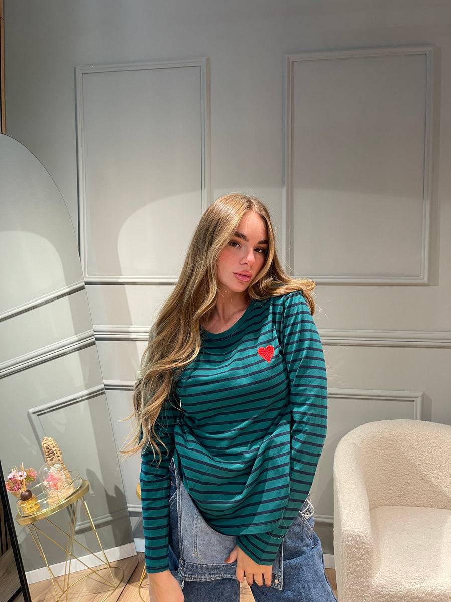 Lovely Sisters Maglia Heart verde-blu Soddisfazione Garantita