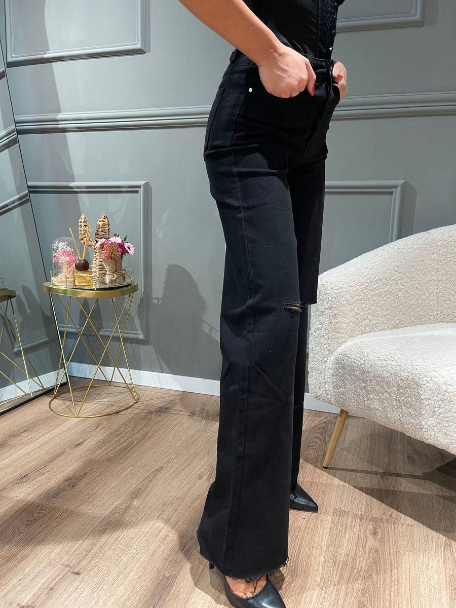 Lovely Sisters Jeans nero a palazzo 2025
