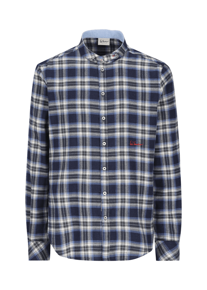 Luis Trenker Camicia a quadri con colletto alla coreana modello Lubernet Nuovo
