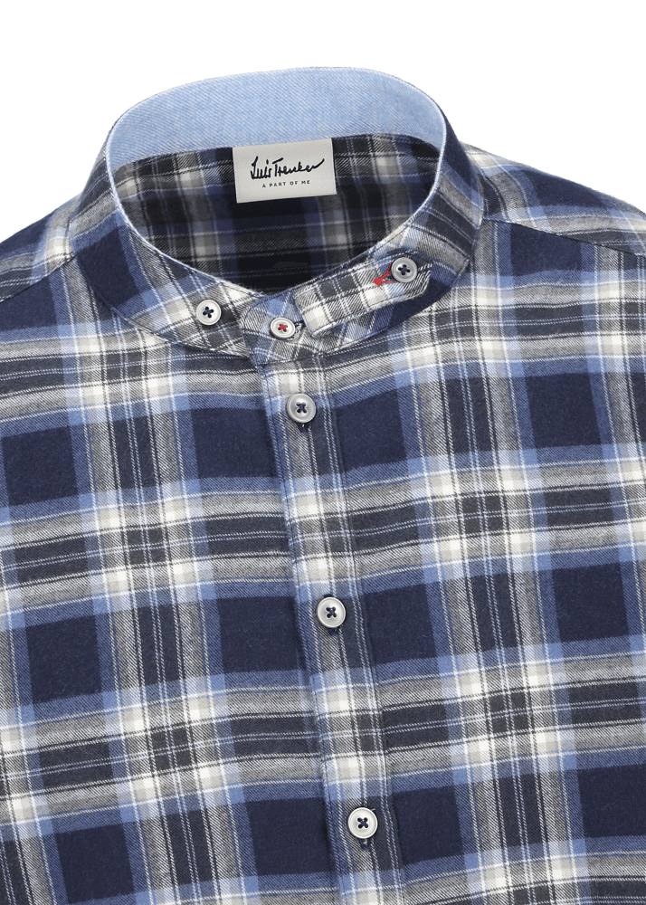 Luis Trenker Camicia a quadri con colletto alla coreana modello Lubernet Nuovo