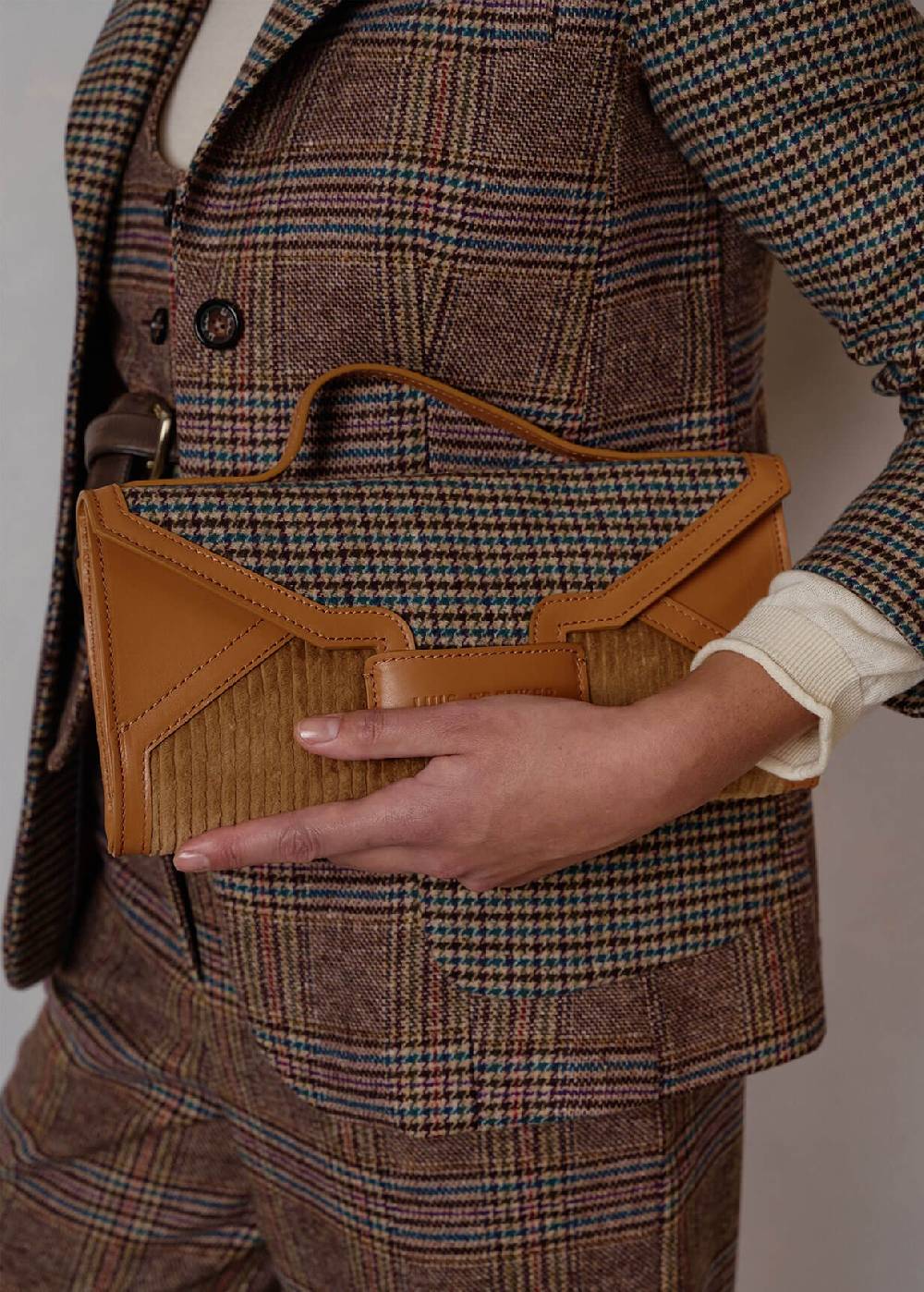 Luis Trenker Clutch in mix di materiali Lubrief Black Friday Prezzi