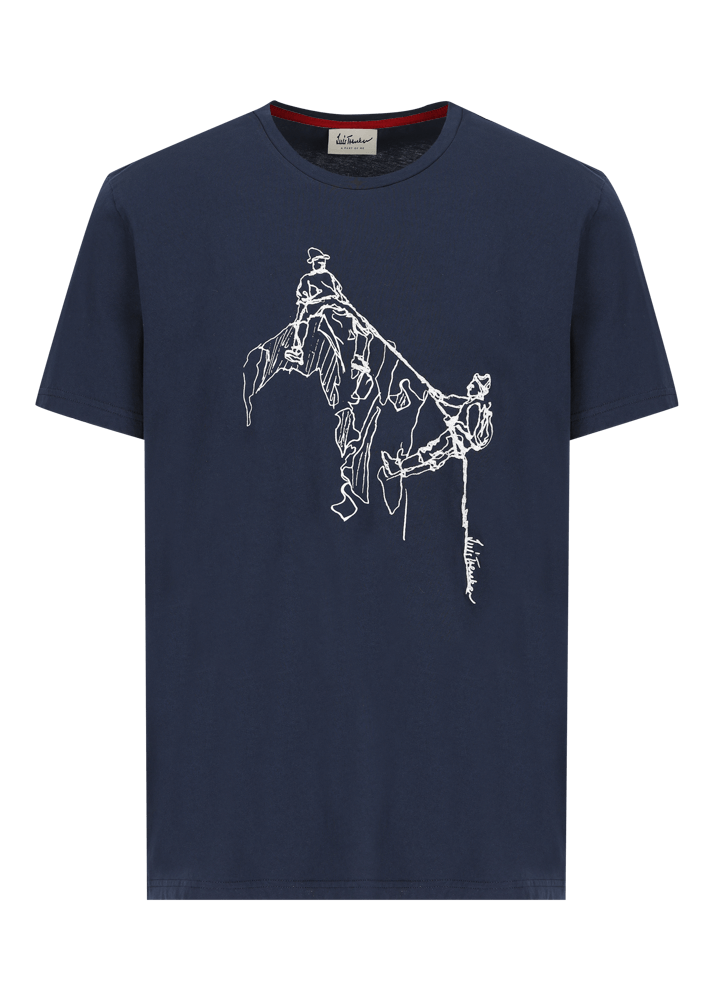 Luis Trenker T-shirt con stampa raffigurante due alpinisti Lueinar Promozione