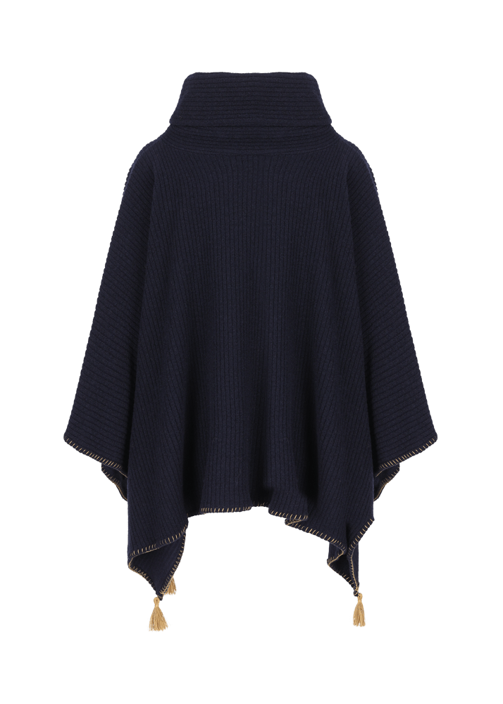 Luis Trenker Poncho in lana vergine con collo alto Lupiera Vendite Flash
