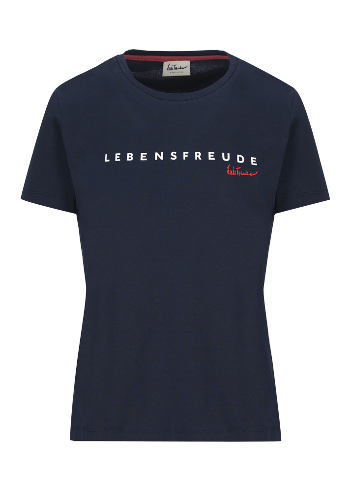 Luis Trenker T-shirt con scritta "Lebensfreude" Offerta