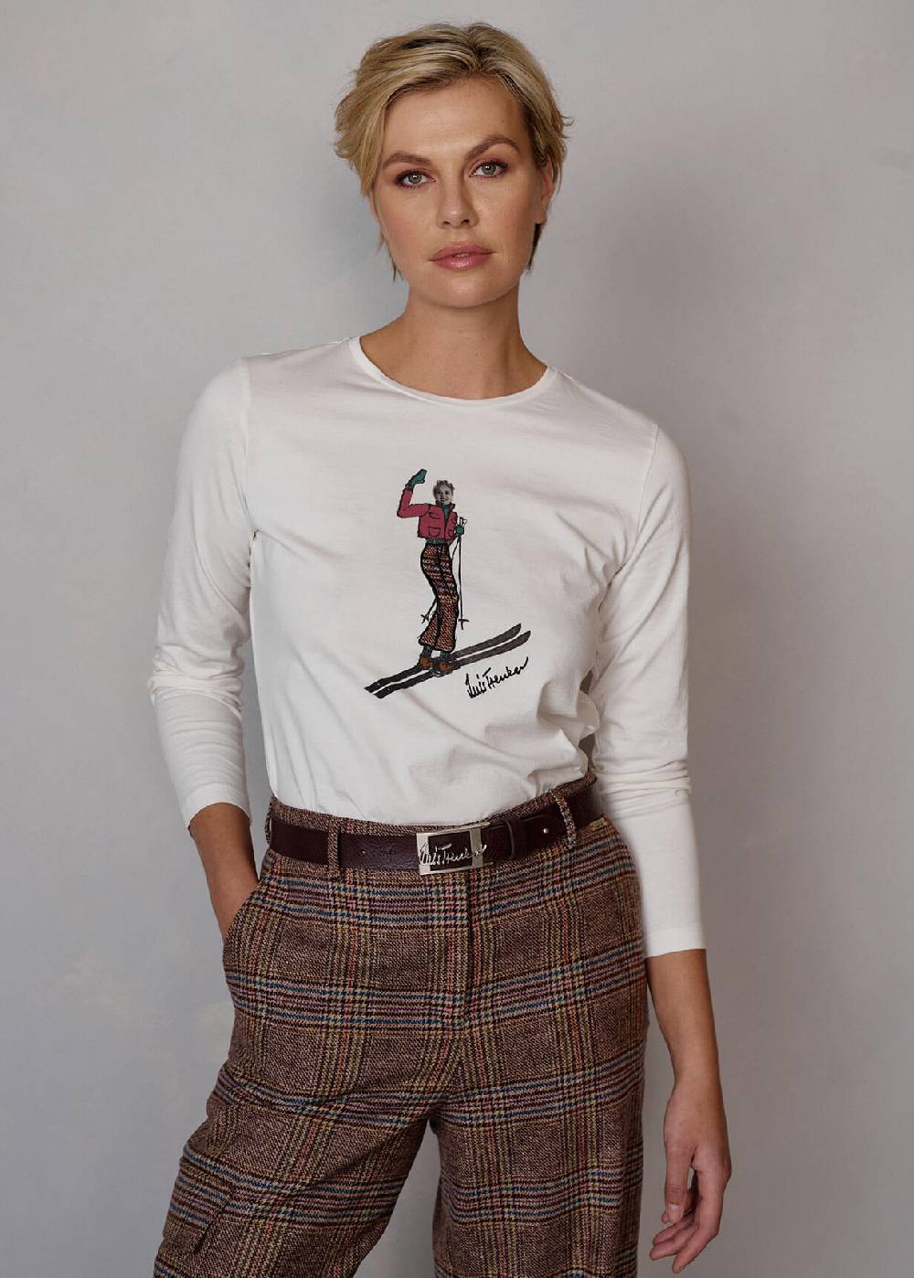 Luis Trenker Maglia a maniche lunghe con grafica Ludina Economico