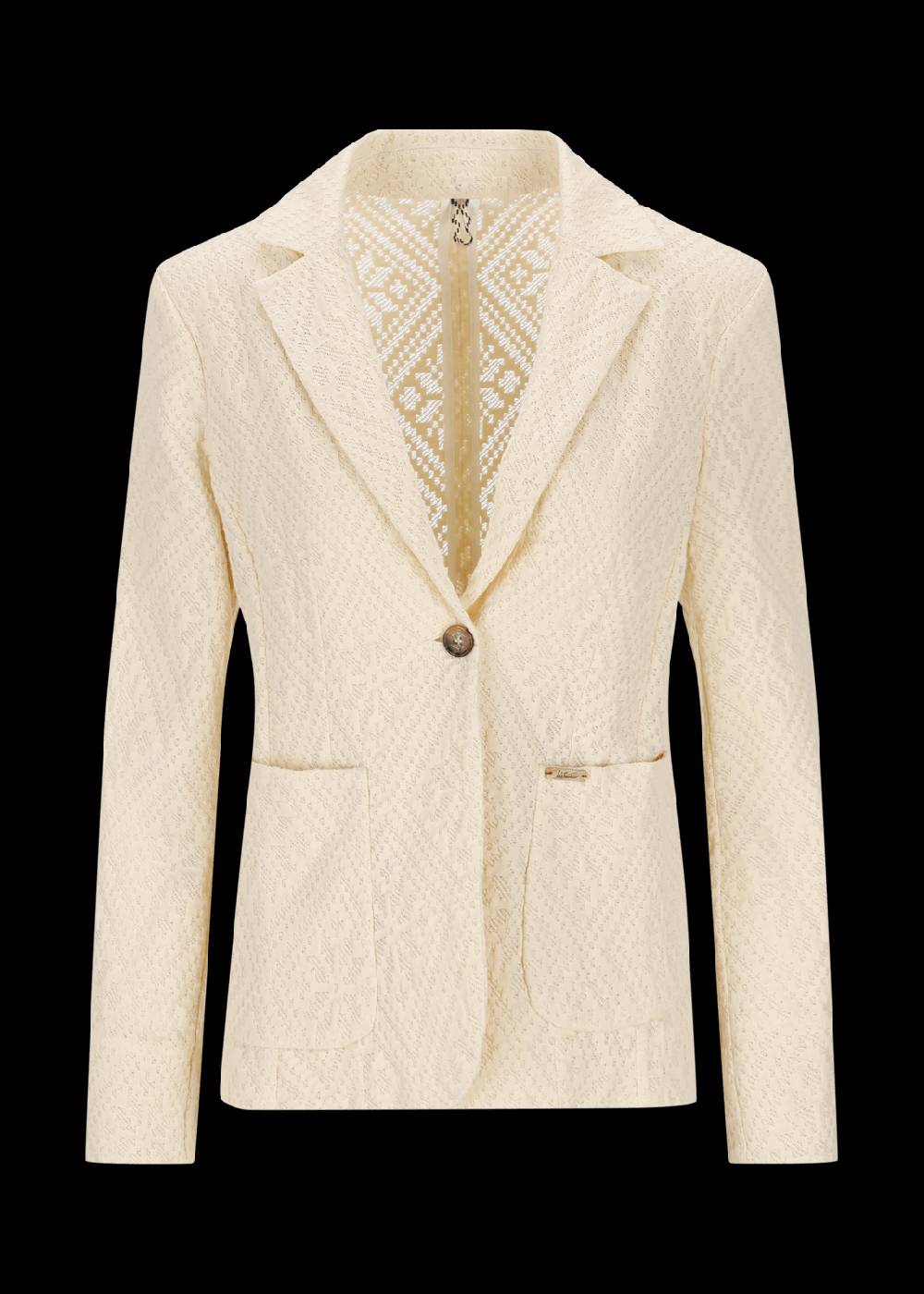 Luis Trenker Blazer monopetto a un bottone in pizzo e jersey modello Luregina Pezzi Unici