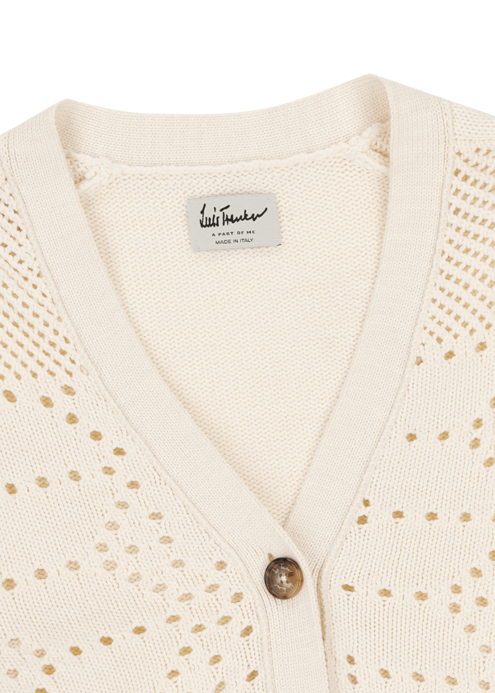 Luis Trenker Cardigan in maglia traforata in misto cotone modello Lualma Affare Del Giorno