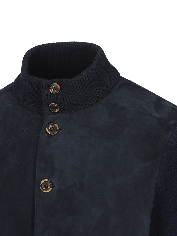 Luis Trenker Blazer in lana follata con parte anteriore in pelle scamosciata Lupoldo Economico