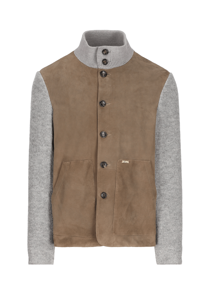 Luis Trenker Blazer in lana follata con parte anteriore in pelle scamosciata Lupoldo Online