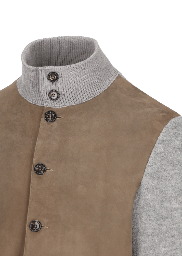 Luis Trenker Blazer in lana follata con parte anteriore in pelle scamosciata Lupoldo Online