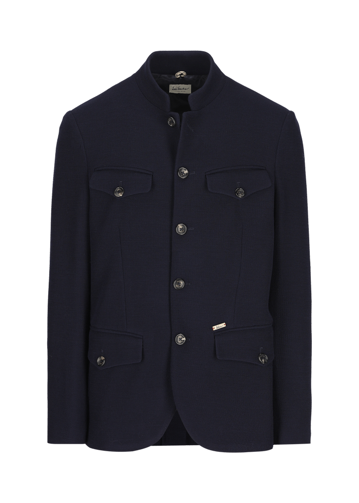Luis Trenker Blazer in jersey con colletto alla coreana Lusepp In Vendita