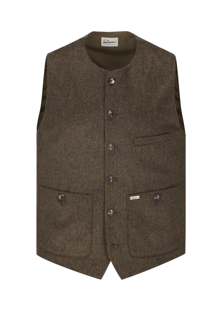 Luis Trenker Gilet in loden con scollo rotondo Lusven I Più Venduti