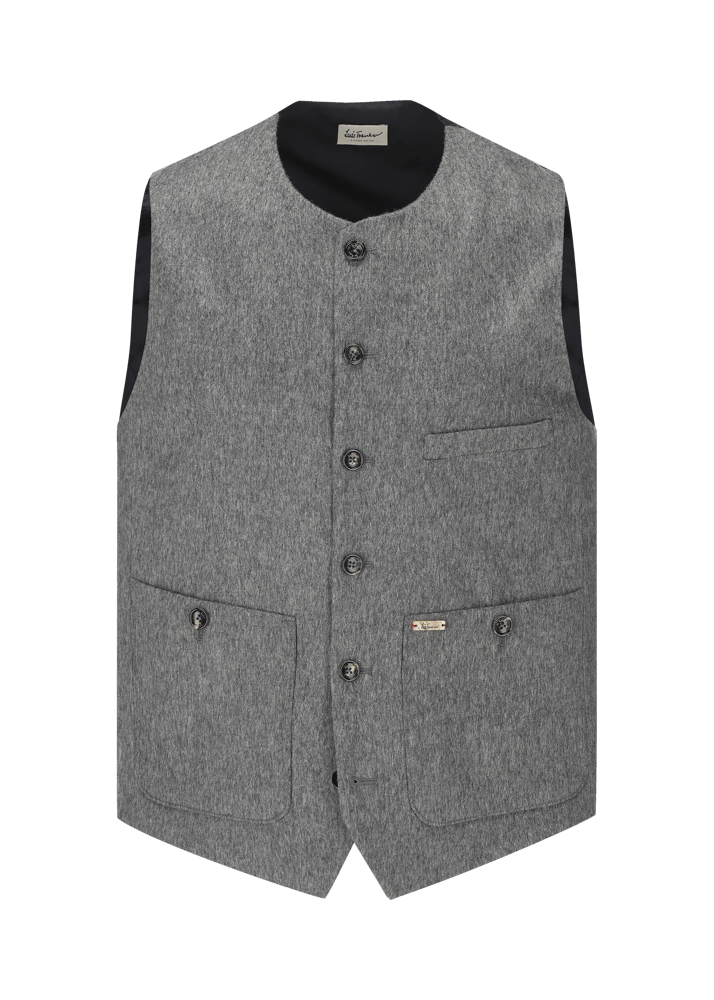 Luis Trenker Gilet in loden con scollo rotondo Lusven Promozione