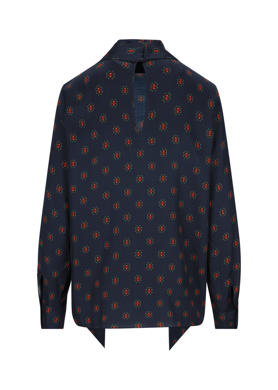 Luis Trenker Blusa modello Lubianca con fiocco e stampa Offerte stagionali