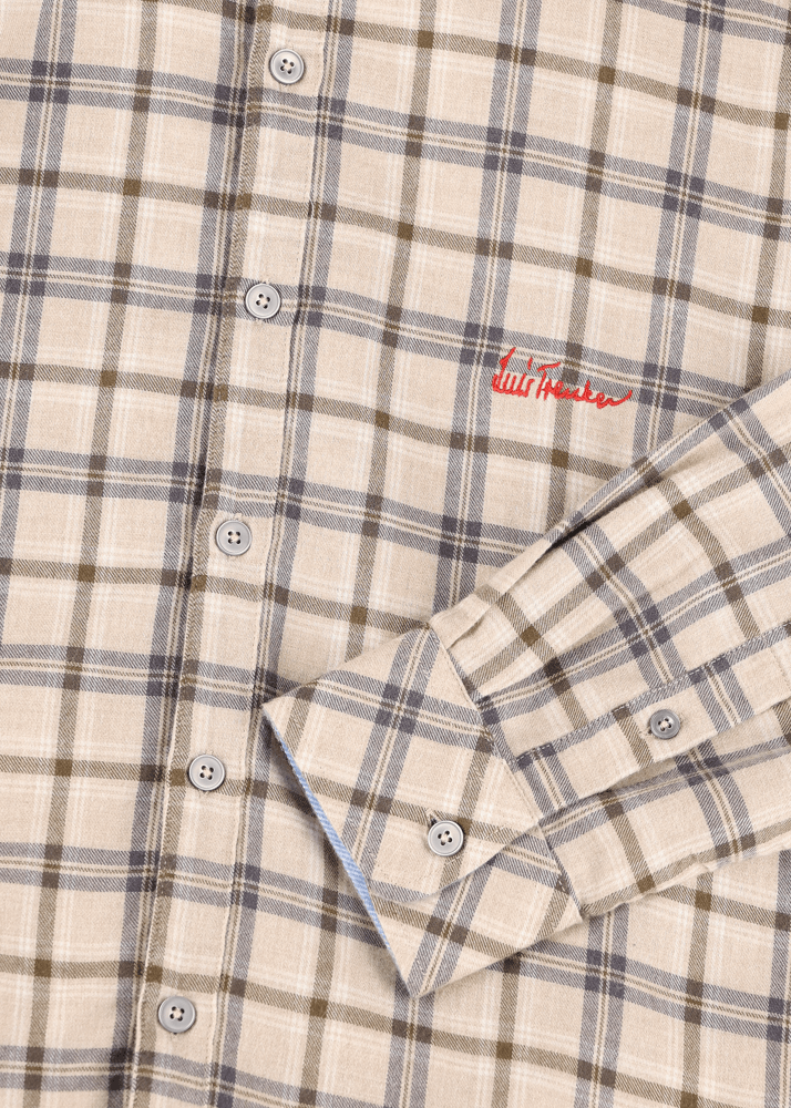 Luis Trenker Camicia a quadri con colletto alla coreana modello Lubernet In Vendita