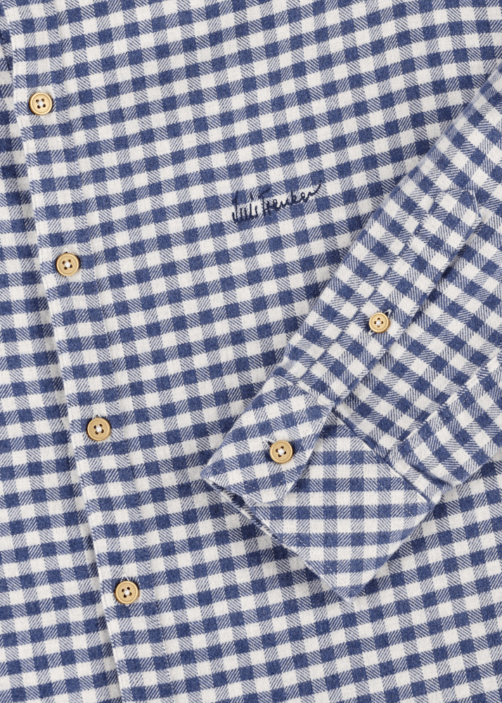 Luis Trenker Camicia con colletto alla coreana e motivo vichy Lubernet Saldi