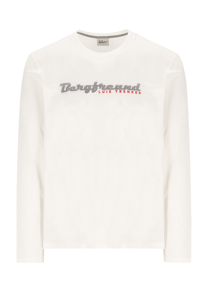 Luis Trenker Maglia a maniche lunghe con scritta Bergfreund Vendita Economica