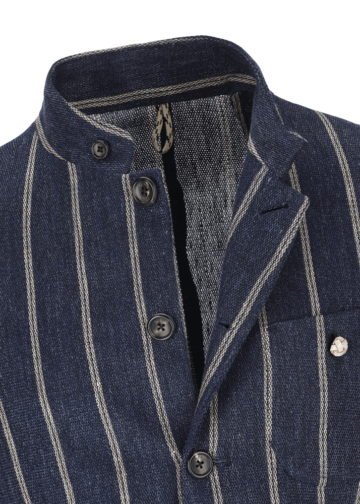 Luis Trenker Blazer in lino con motivo gessato modello Lusandro Nuovo