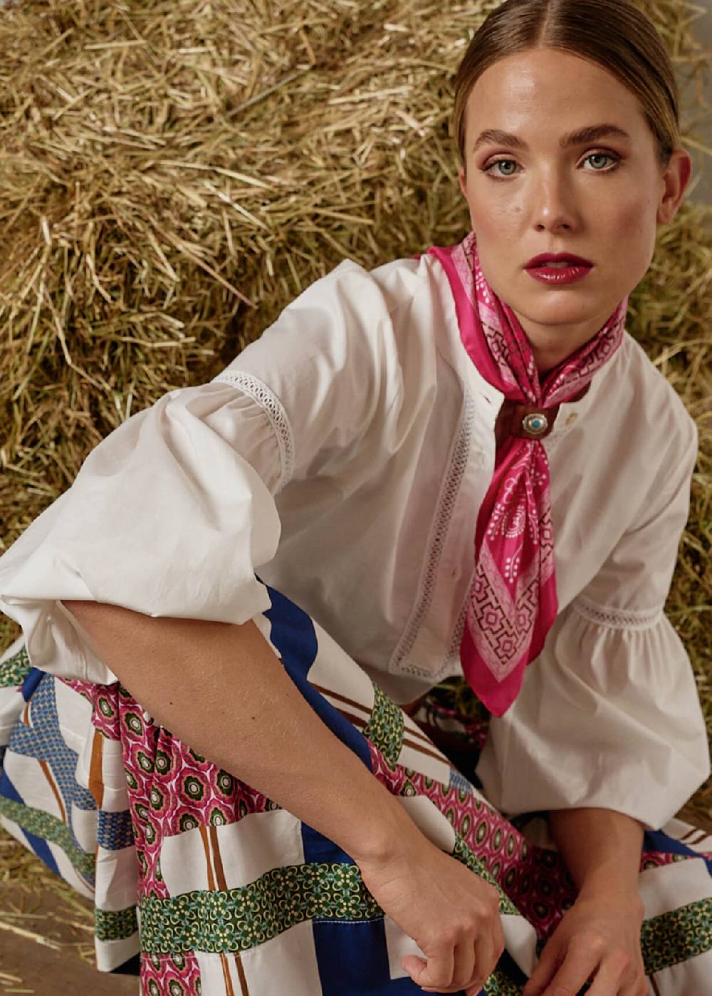 Luis Trenker Blusa in cotone con maniche a sbuffo modello Lufanny Economico