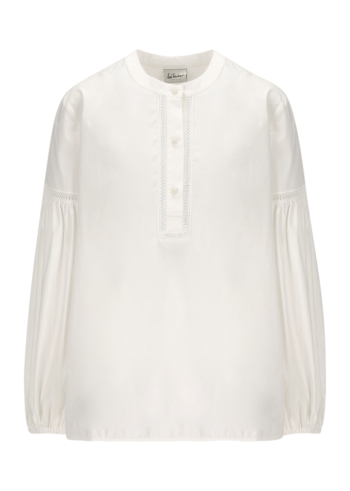 Luis Trenker Blusa in cotone con maniche a sbuffo modello Lufanny Economico