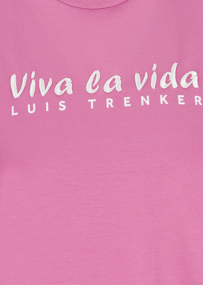 Luis Trenker T-shirt con slogan ricamato Viva la Vida Moda