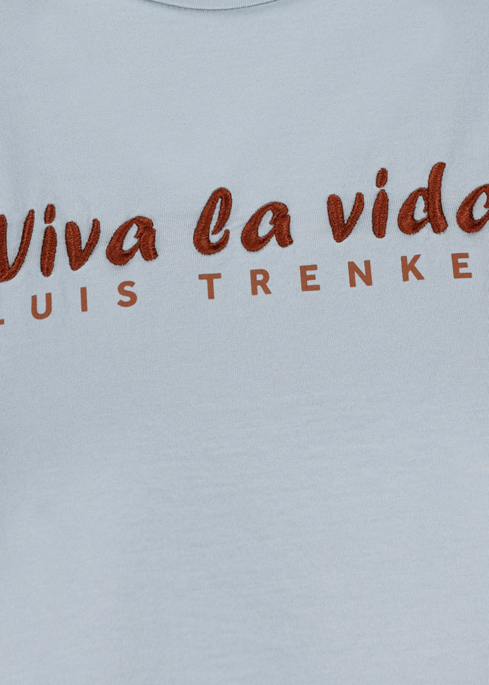 Luis Trenker T-shirt con slogan ricamato Viva la Vida Spedizione gratuita