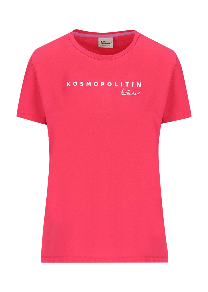 Luis Trenker T-shirt con logo ricamato e stampa "Kosmopolit" Sconto di tempo limitato